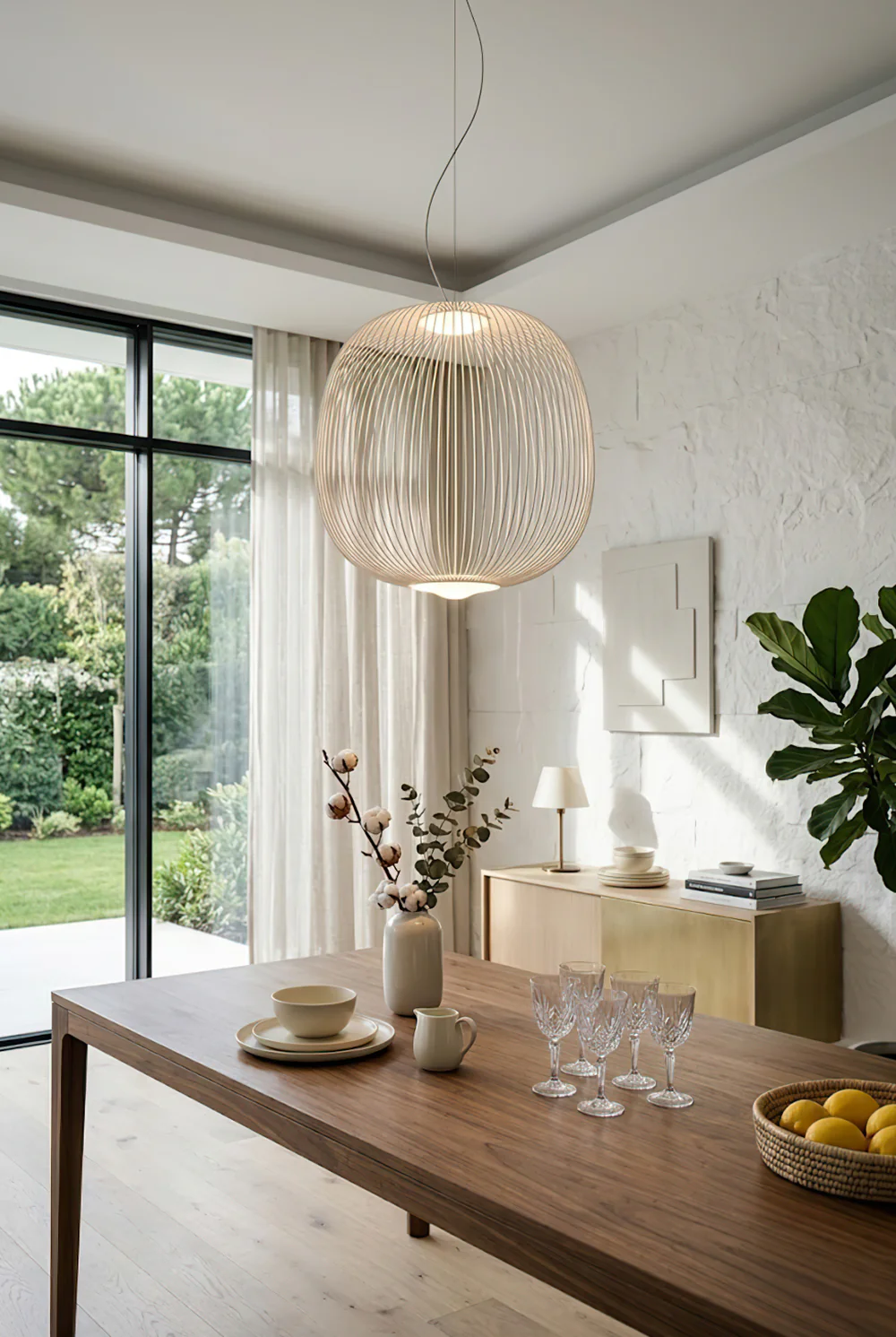 Minimalist Elliptical Wire Cage Pendant Light - Image 9