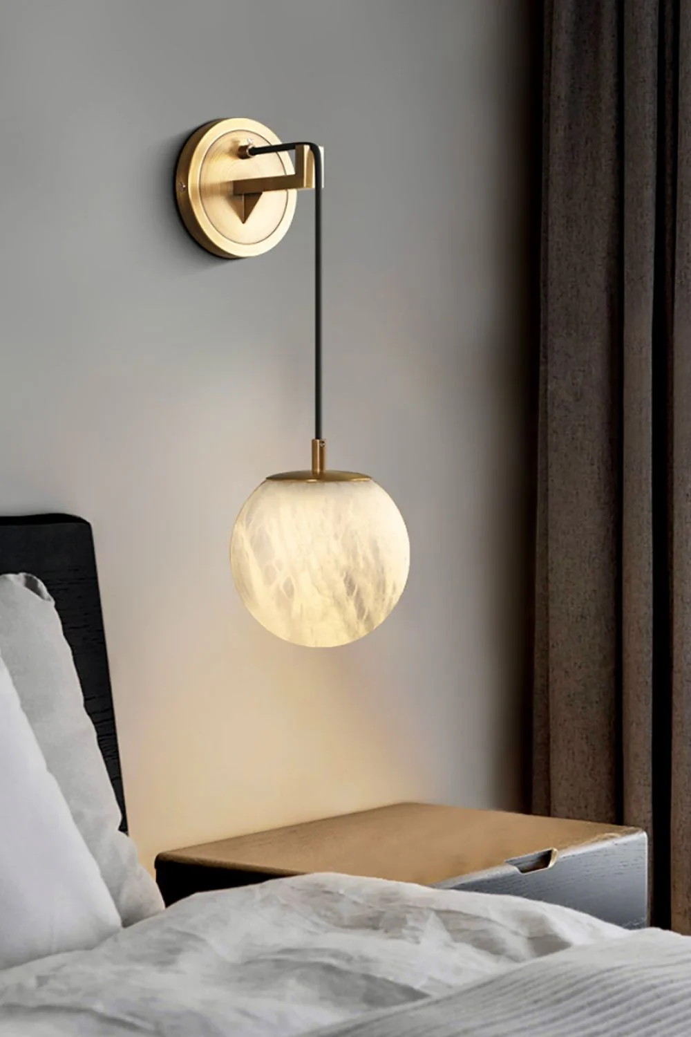 Minimalist Spherical Alabaster Wall Lamp - Image 13