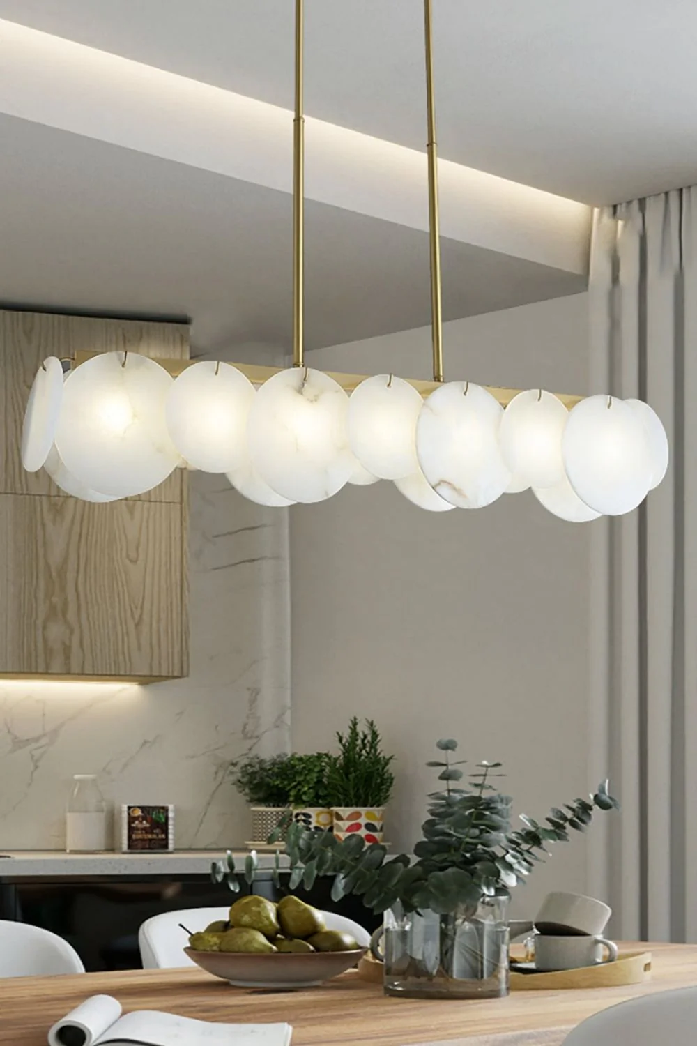 Modern Alabaster Linear Chandelier - Image 3