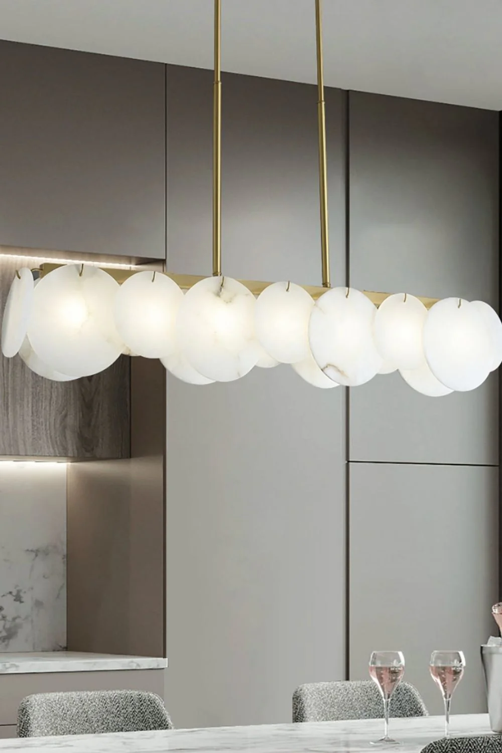 Modern Alabaster Linear Chandelier - Image 5