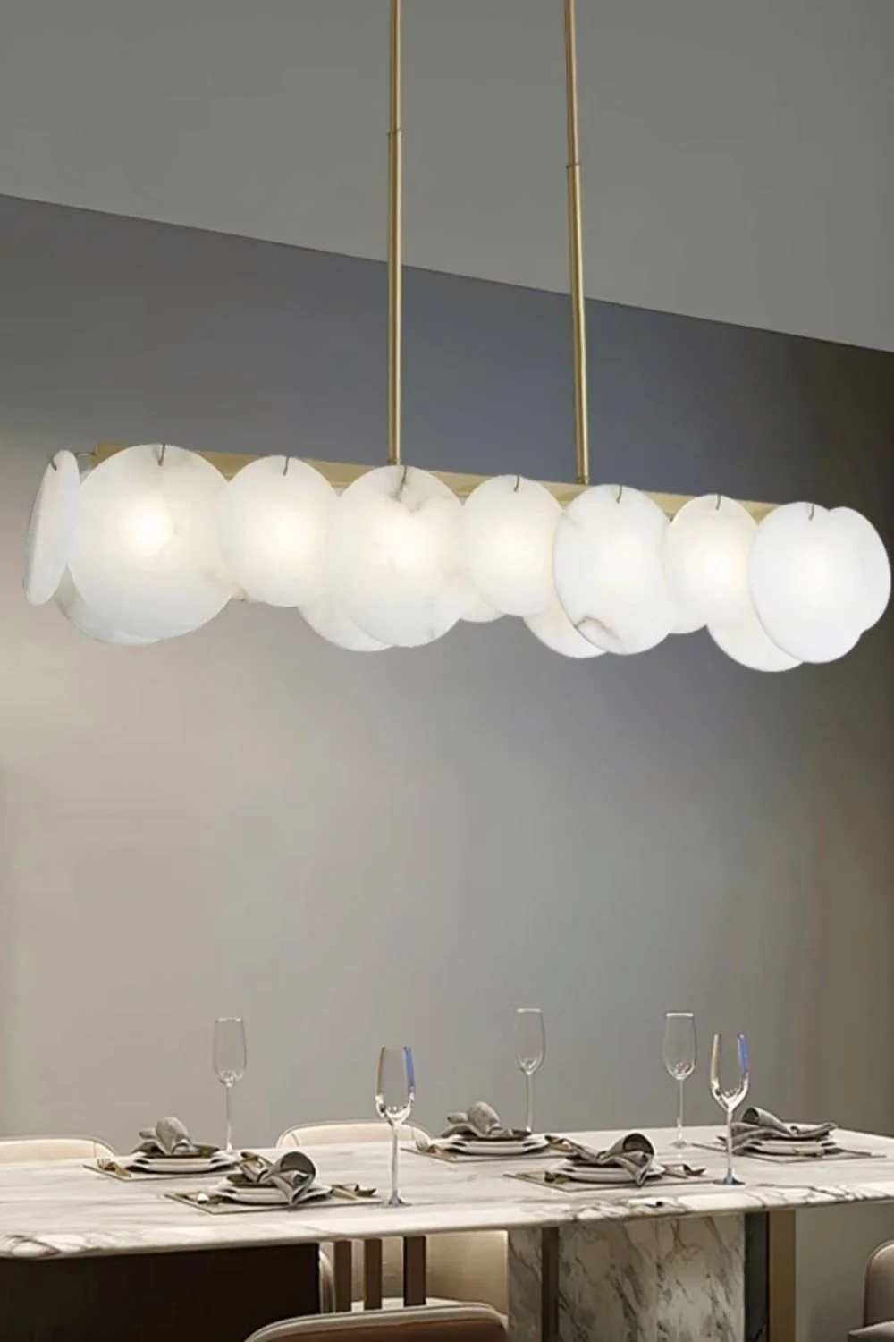 Modern Alabaster Linear Chandelier - Image 6