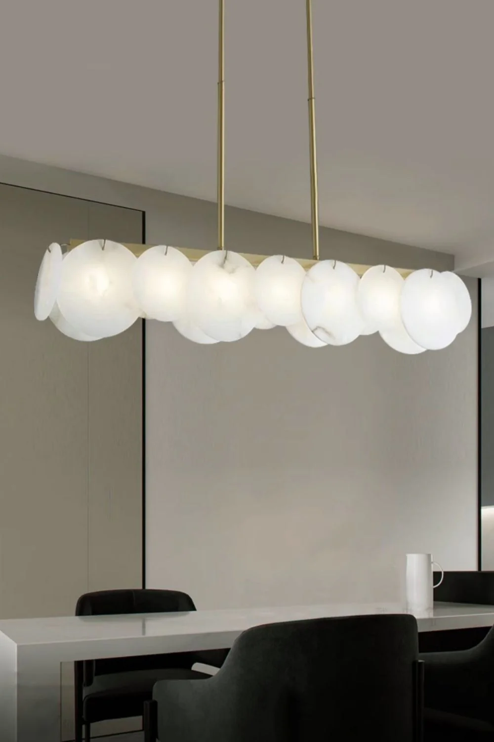 Modern Alabaster Linear Chandelier - Image 7