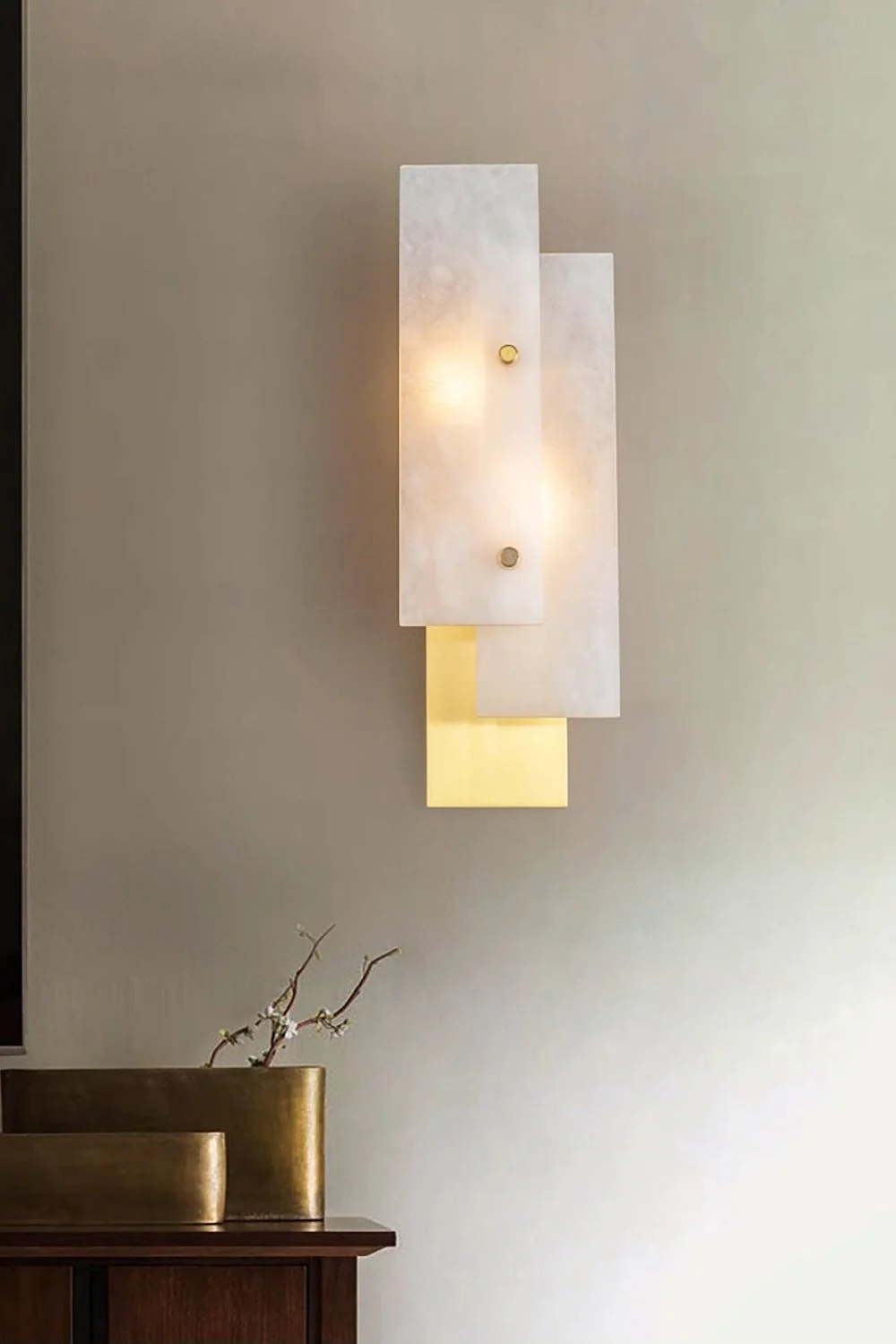 Modern Alabaster Rectangle Wall Lamp - Image 2