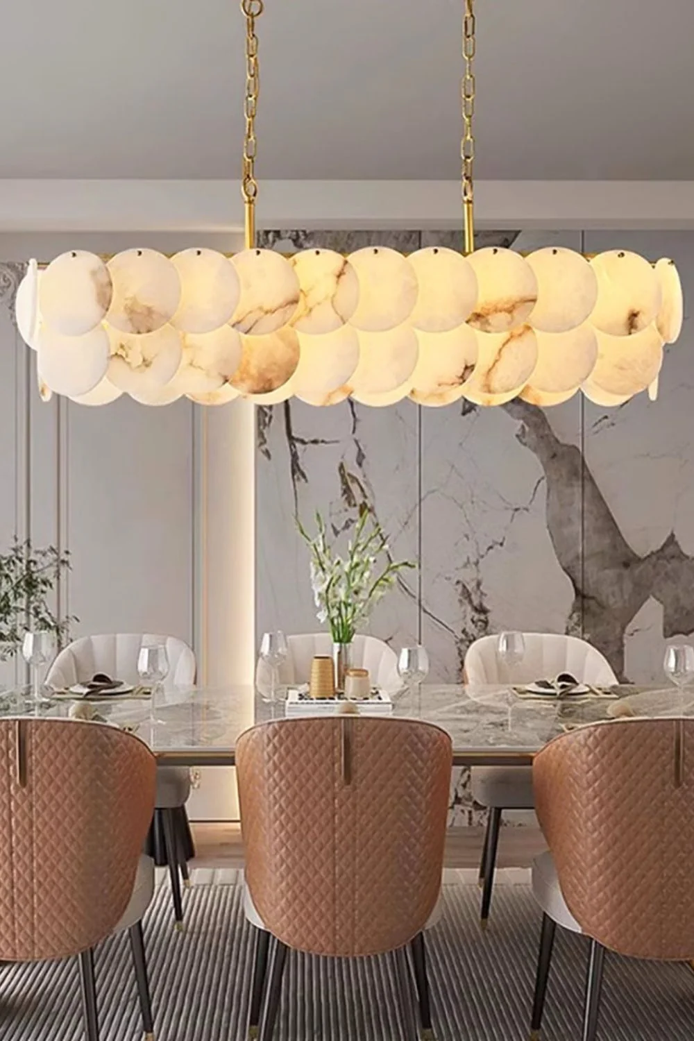Modern Luxury Round Alabaste Chandelier - Image 6