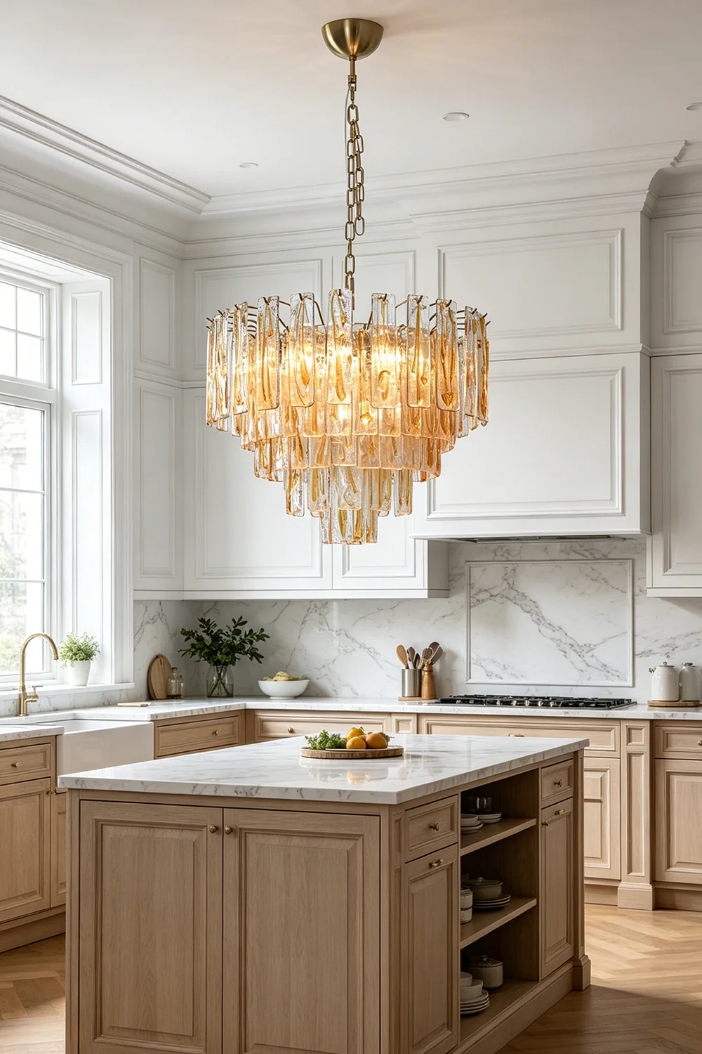 Molten Amber Glass Chandelier - Image 3