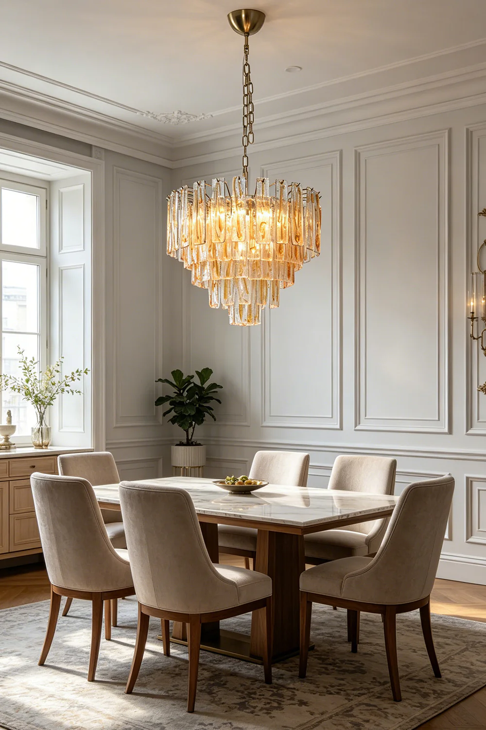 Molten Amber Glass Chandelier - Image 4