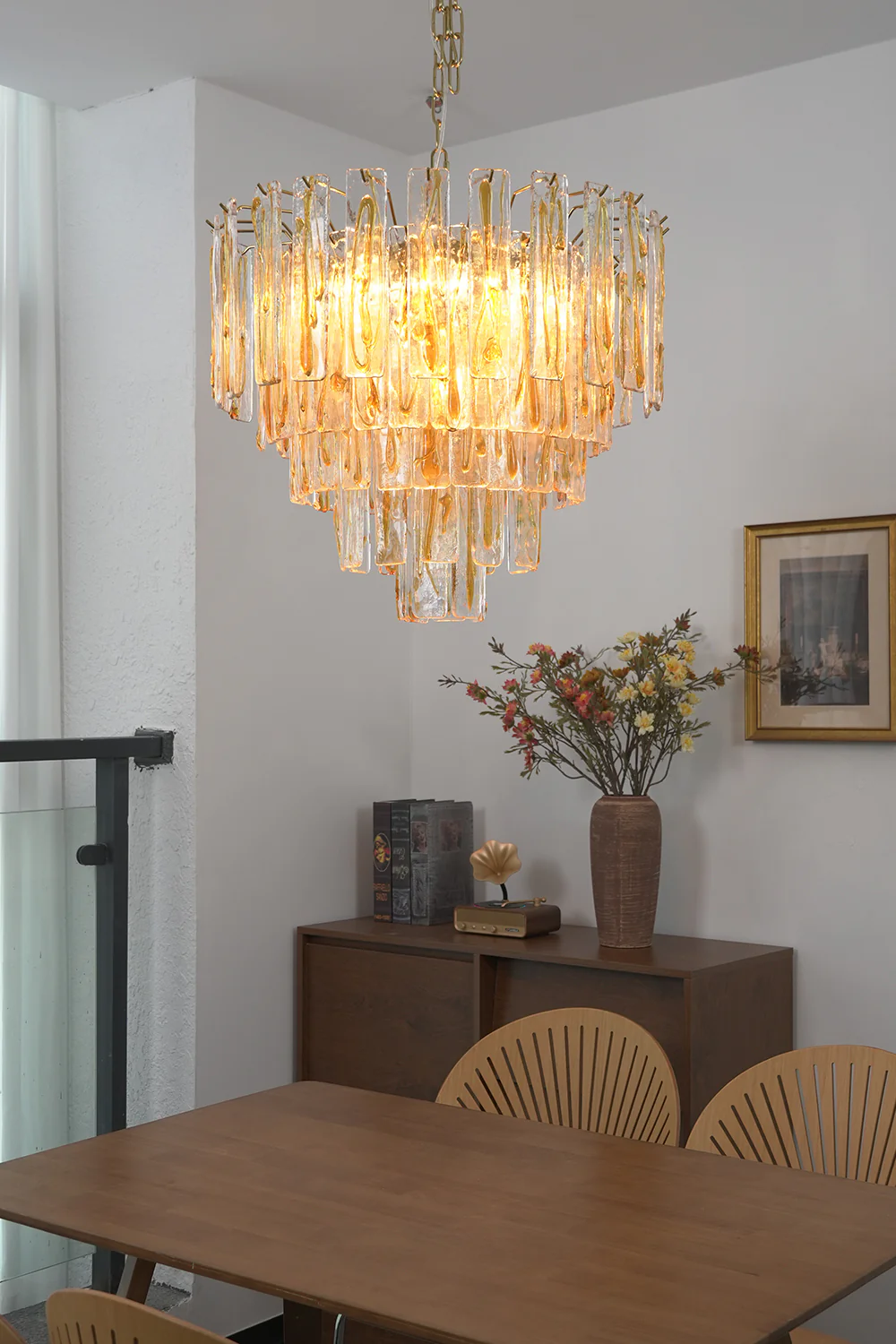 Molten Amber Glass Chandelier - Image 9