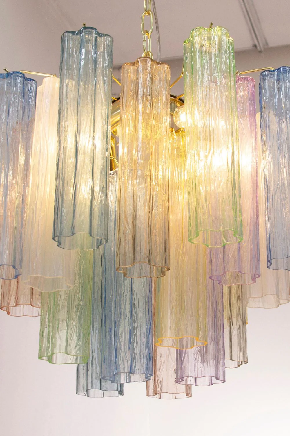 Multi-Colored Art Glass Tronchi Chandelier - Image 4