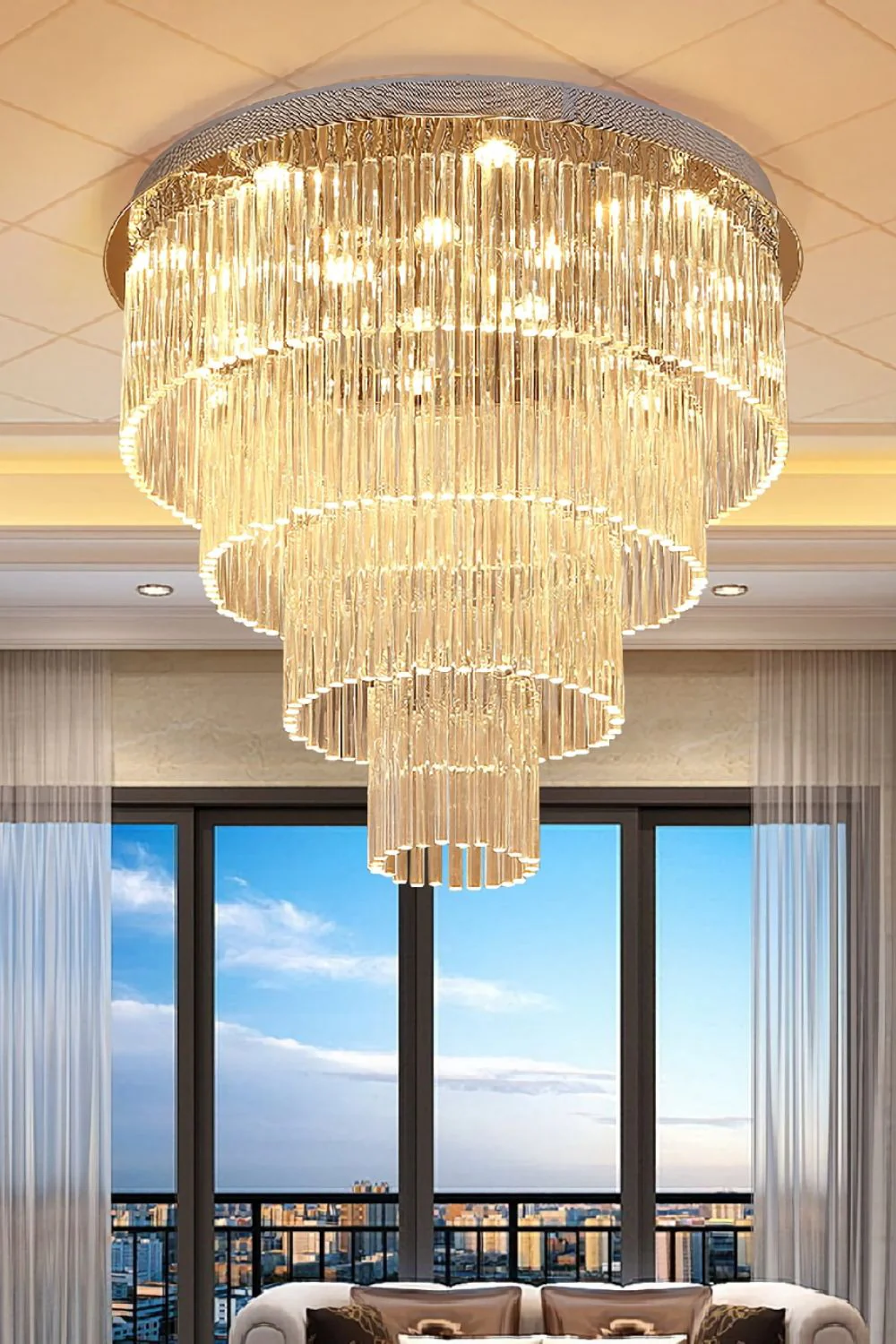 Multi Layers Round Raindrop Chandelier - Image 2