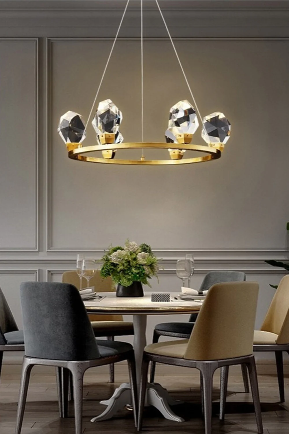Brass Nicole Crystal Crown De Chandelier - Image 9