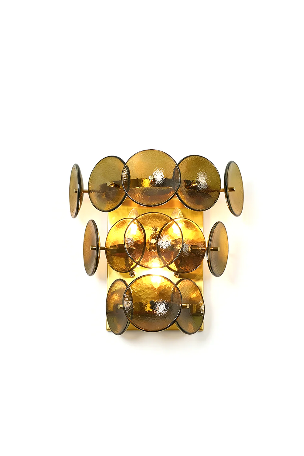 Olive Green Disc Hammered Glass Wall Lamp