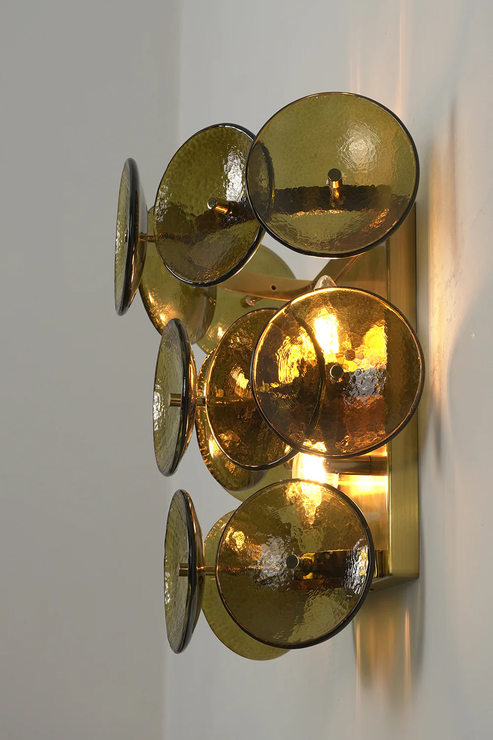 Olive Green Disc Hammered Glass Wall Lamp - Image 11