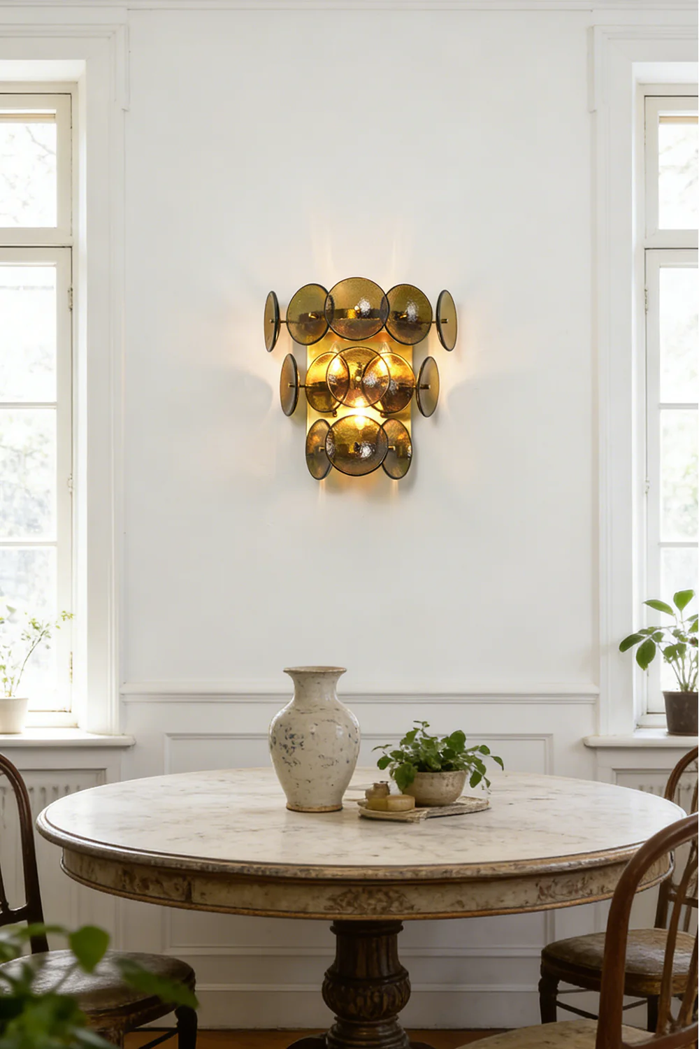 Olive Green Disc Hammered Glass Wall Lamp - Image 7