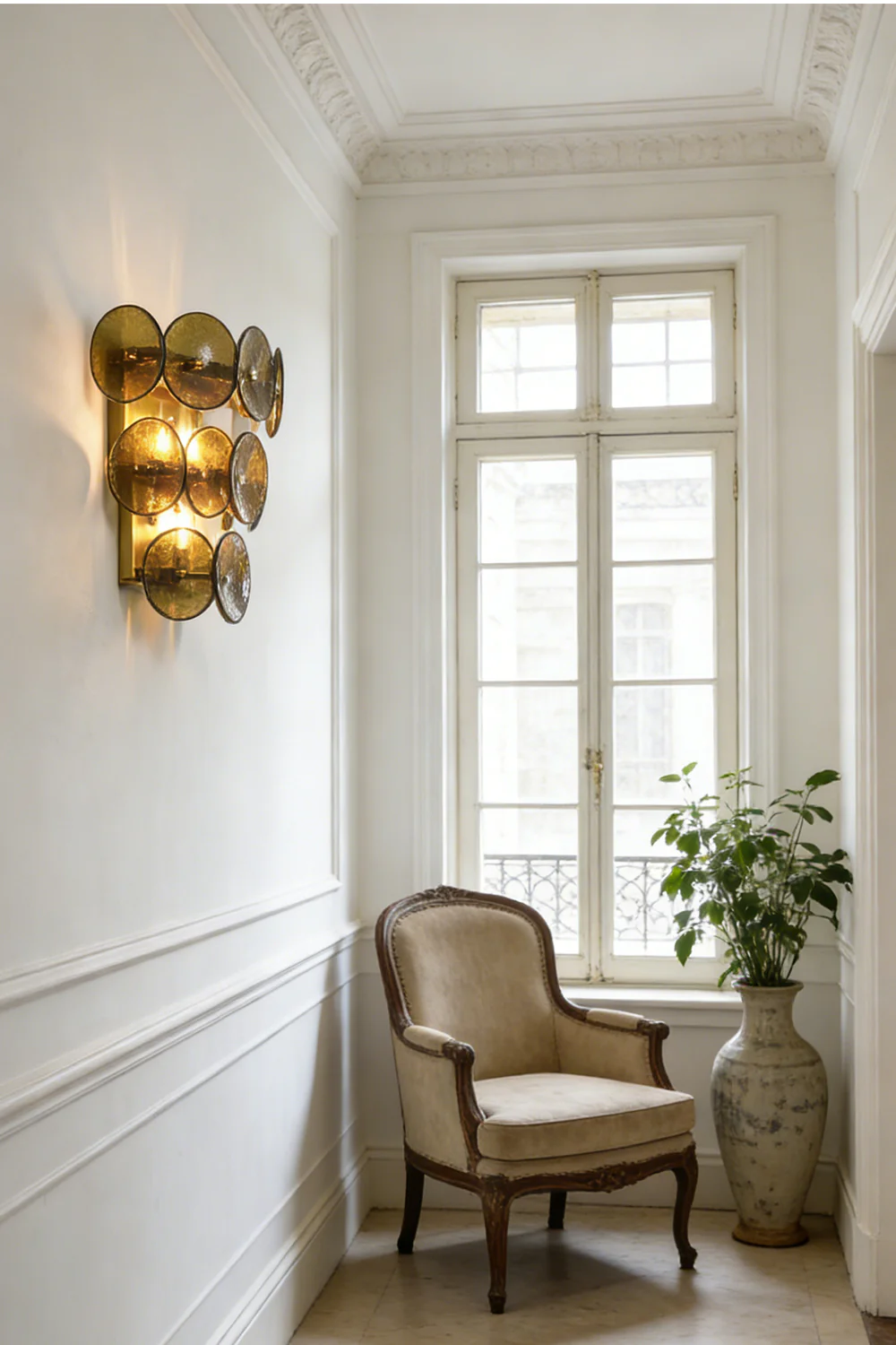 Olive Green Disc Hammered Glass Wall Lamp - Image 9