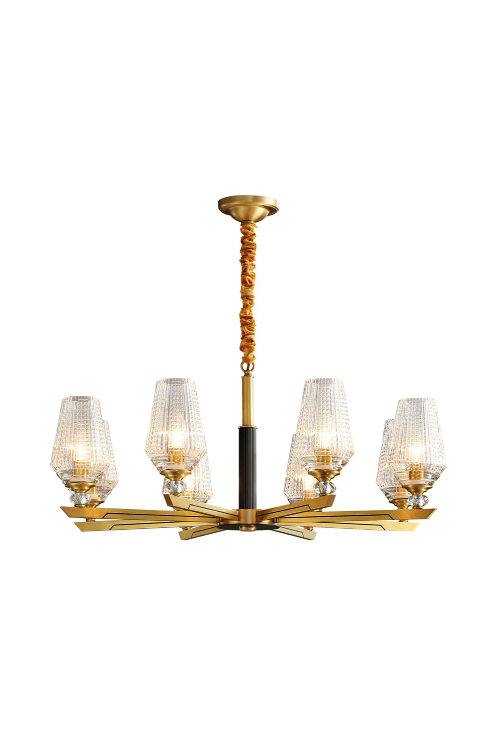 Orrefors Brass Chandelier