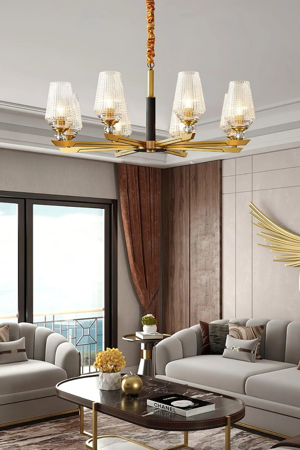 Orrefors Brass Chandelier - Image 2