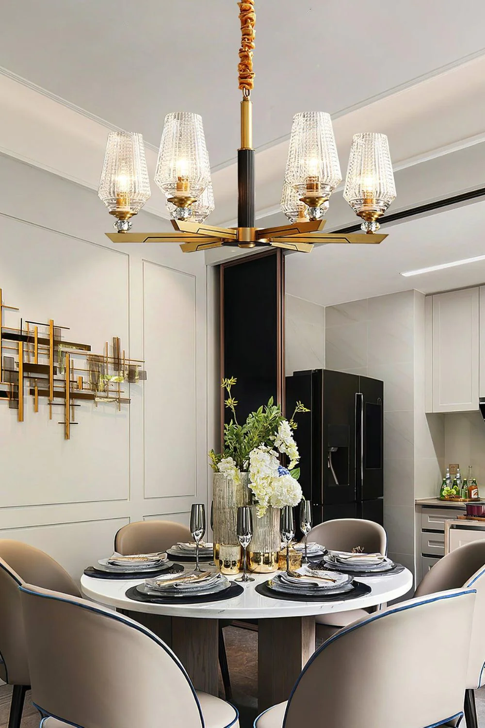 Orrefors Brass Chandelier - Image 3