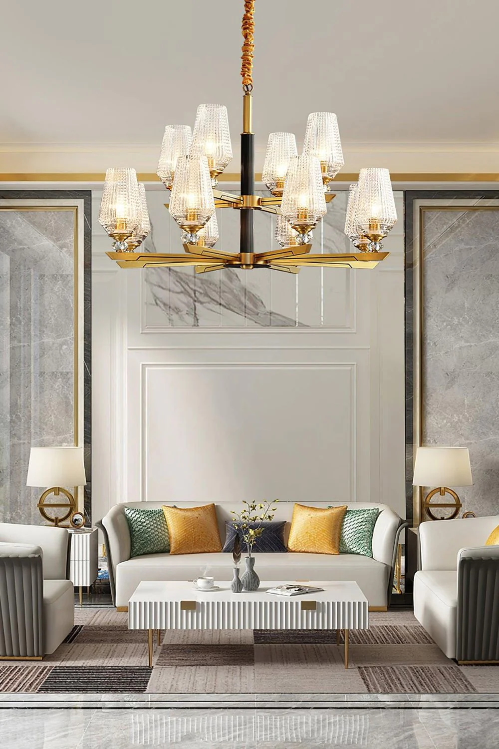 Orrefors Brass Chandelier - Image 4