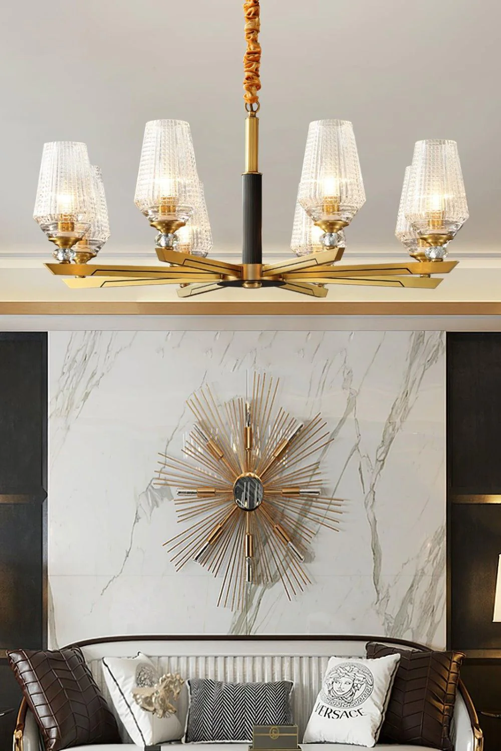 Orrefors Brass Chandelier - Image 6