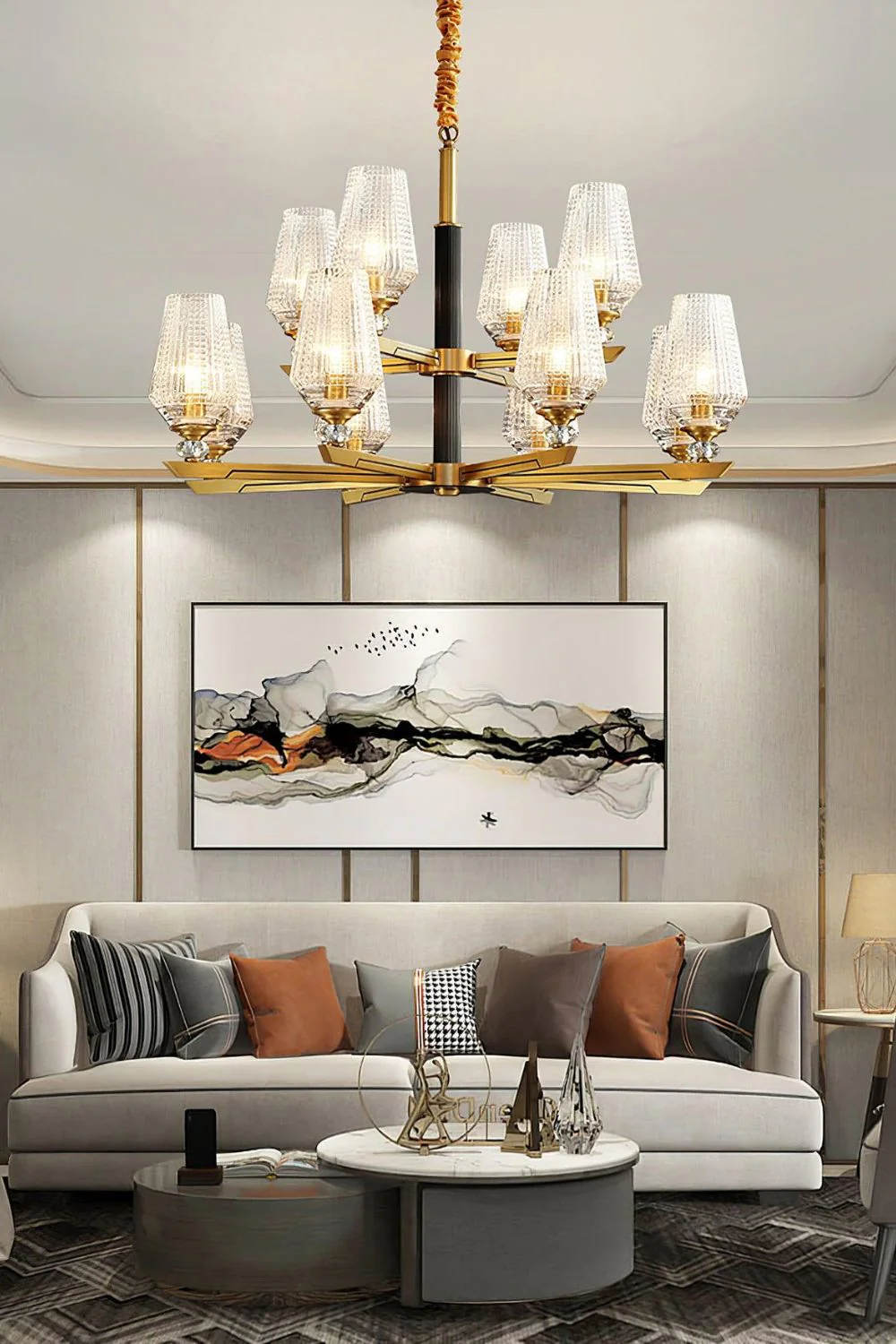 Orrefors Brass Chandelier - Image 7