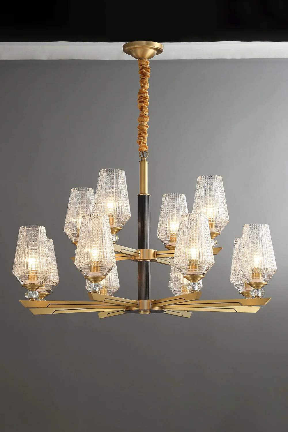 Orrefors Brass Chandelier - Image 8
