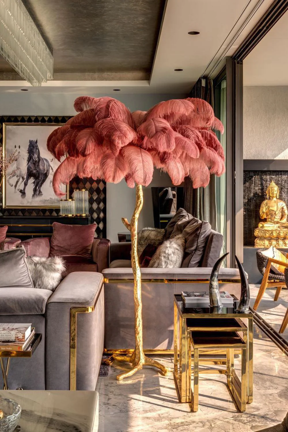Brass Ostrich Feather Floor Lamp - Image 14