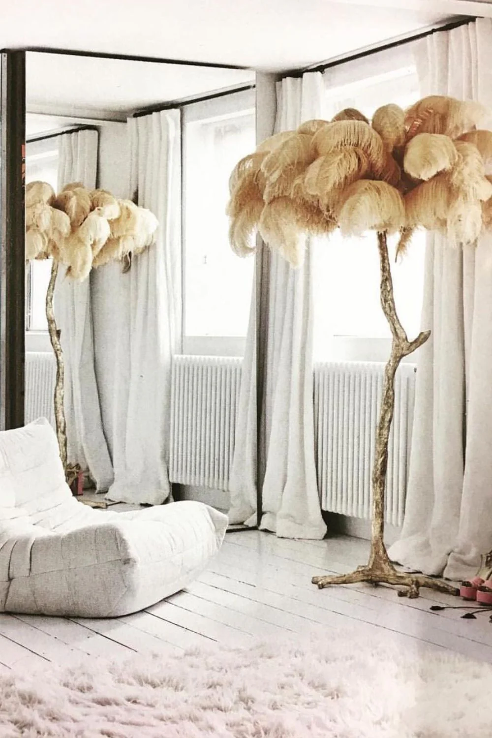 Brass Ostrich Feather Floor Lamp - Image 17