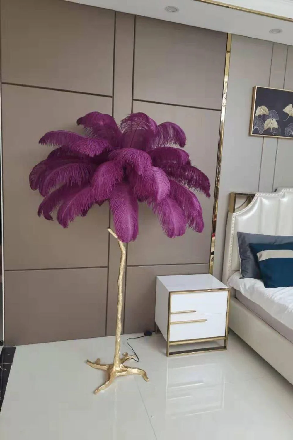 Brass Ostrich Feather Floor Lamp - Image 27