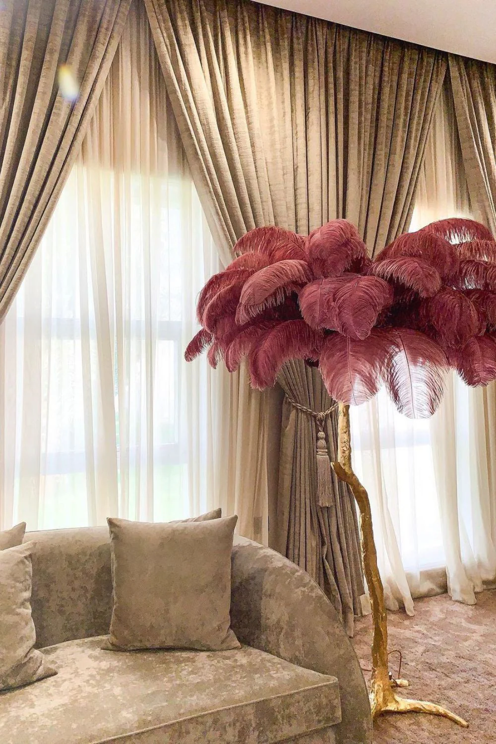 Brass Ostrich Feather Floor Lamp - Image 29