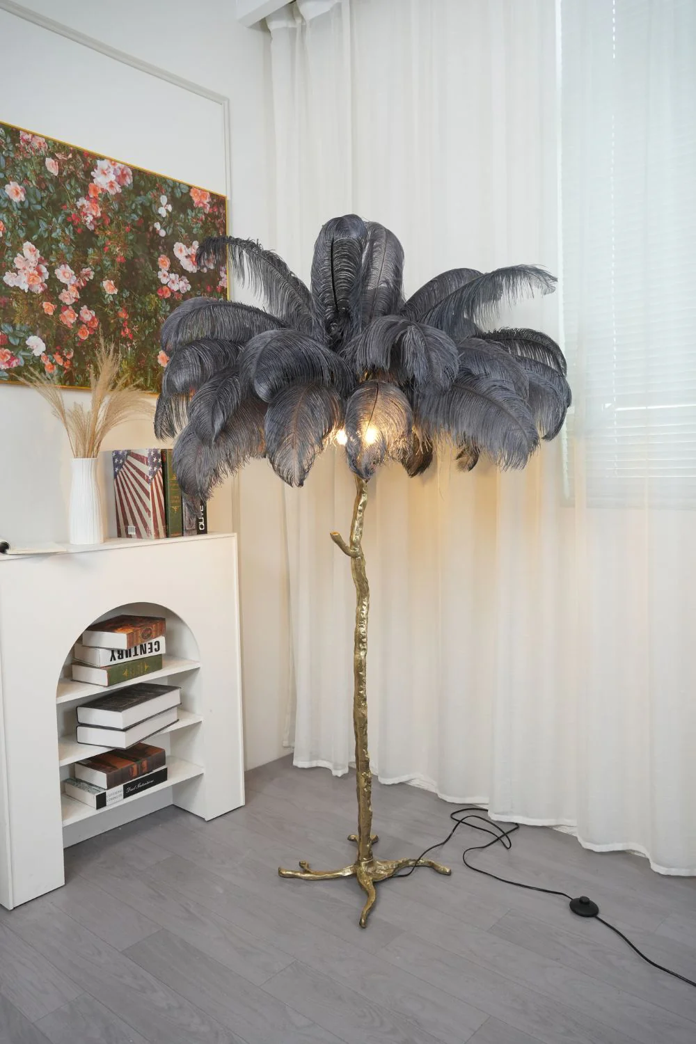 Brass Ostrich Feather Floor Lamp - Image 42