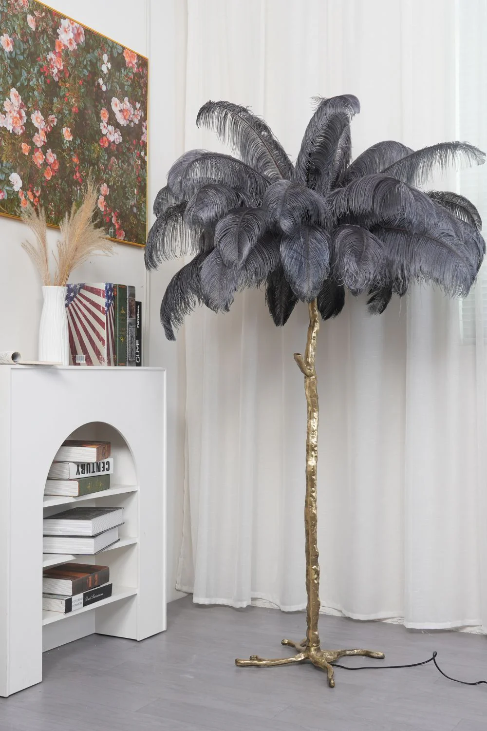 Brass Ostrich Feather Floor Lamp - Image 46