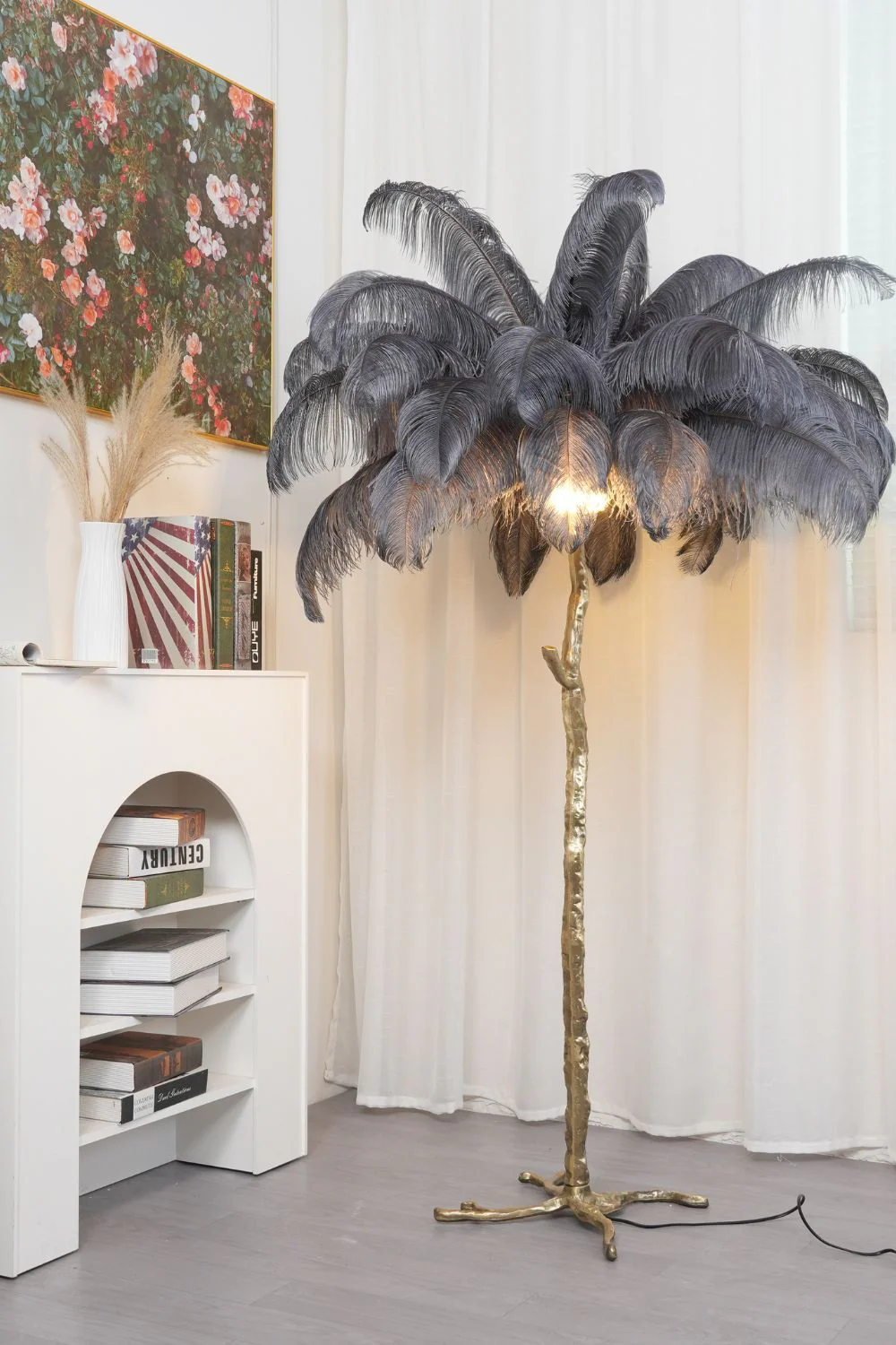Brass Ostrich Feather Floor Lamp - Image 47