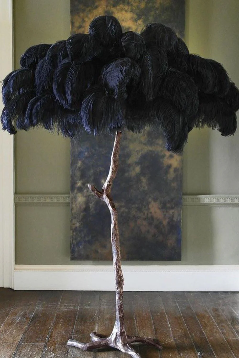 Brass Ostrich Feather Floor Lamp - Image 6