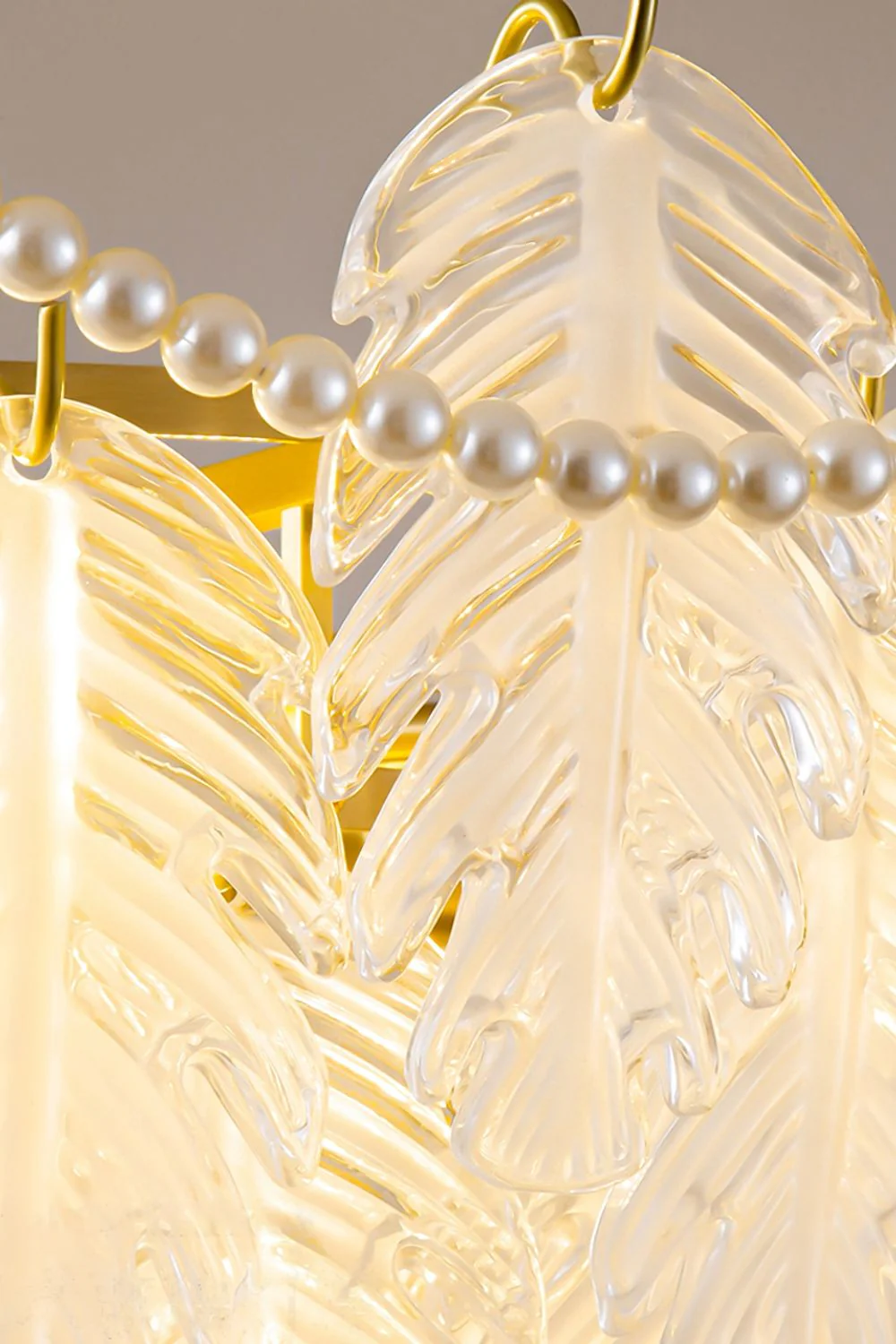 Pearl Glass Leaf Chandelier - Image 26