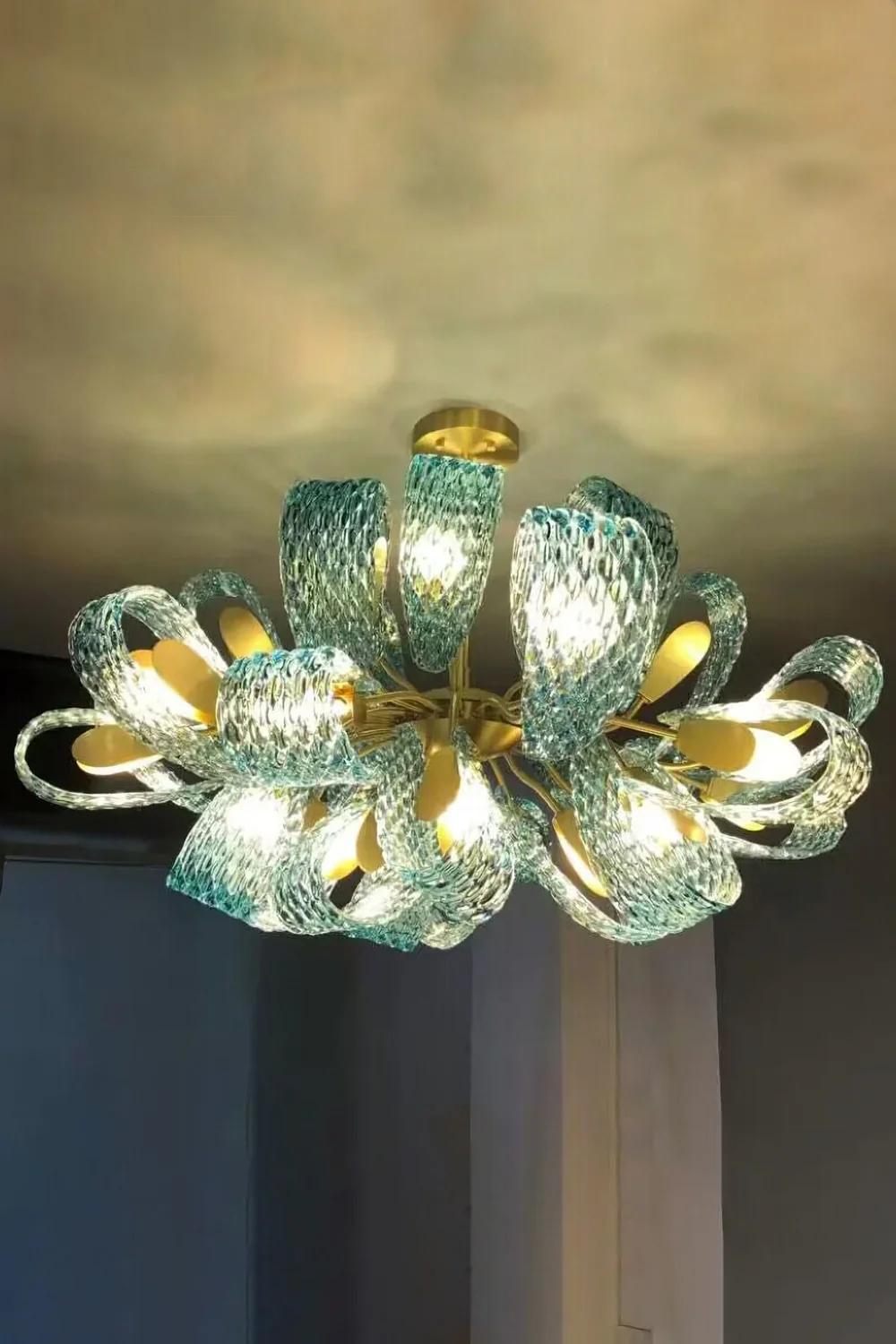 Petal Blue Glass Chandelier - Image 11