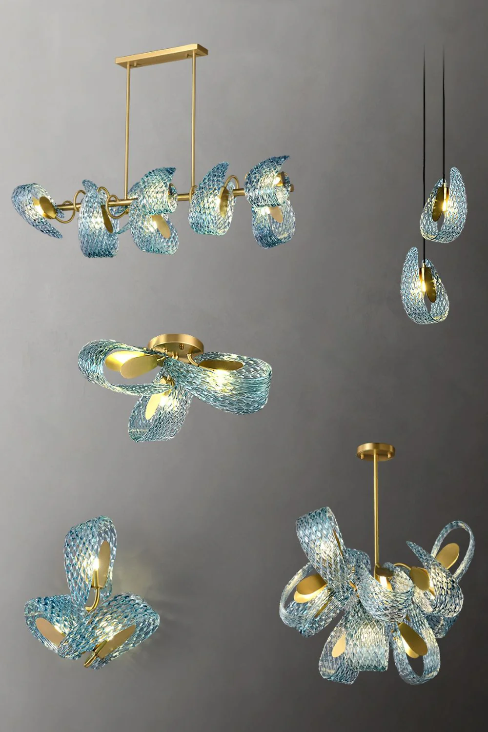 Petal Blue Glass Pendant Light - Image 11