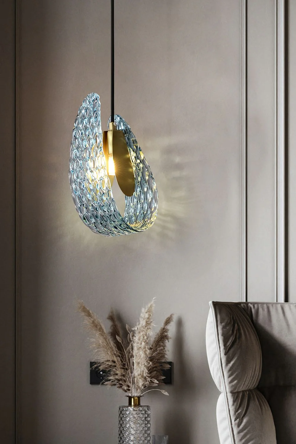 Petal Blue Glass Pendant Light - Image 5