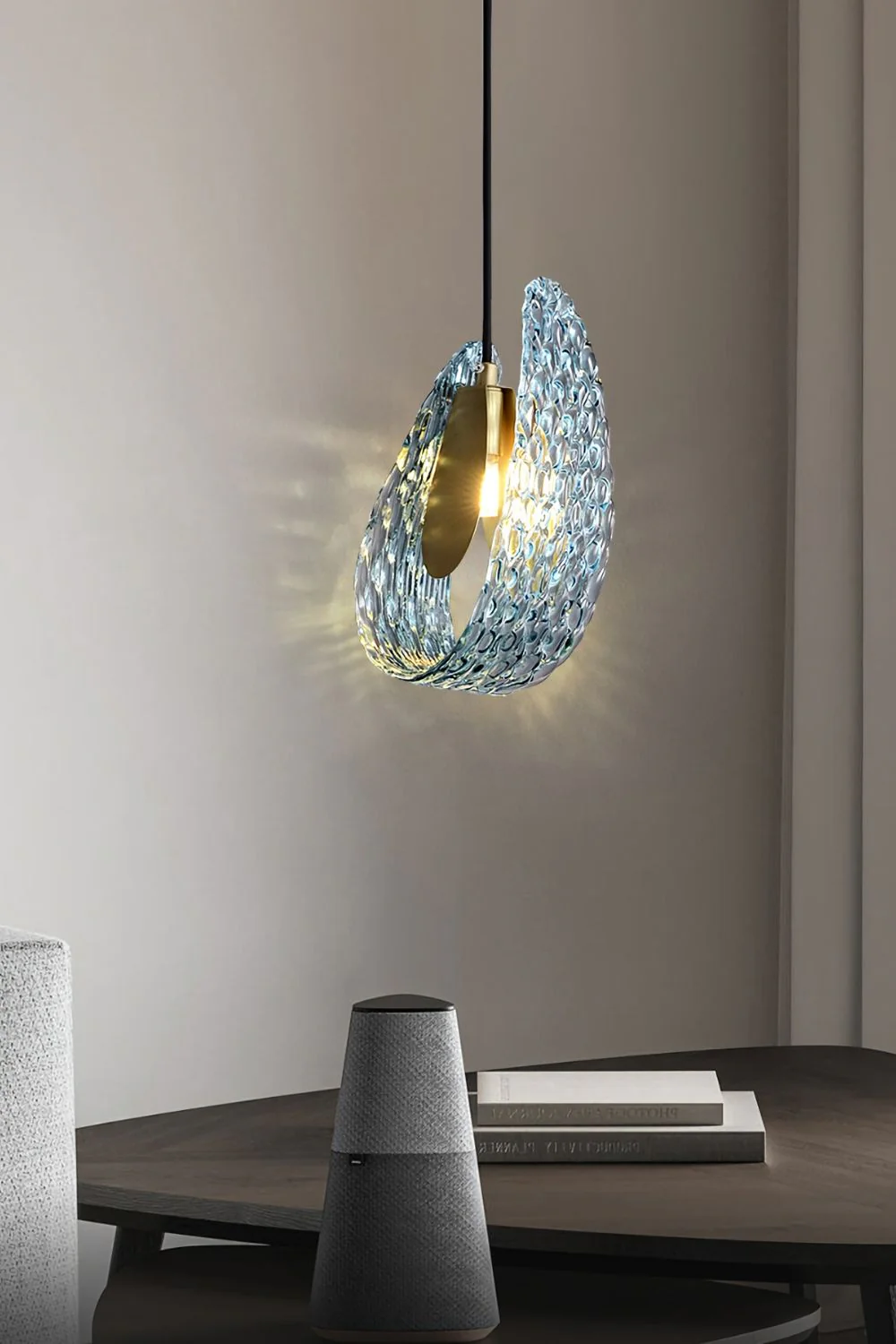 Petal Blue Glass Pendant Light - Image 7