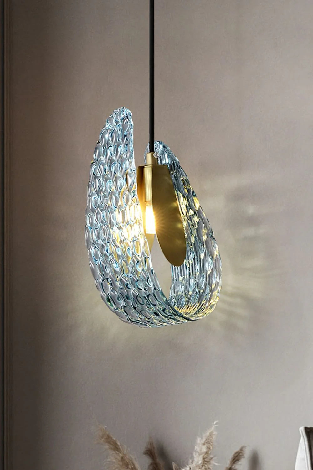Petal Blue Glass Pendant Light - Image 9