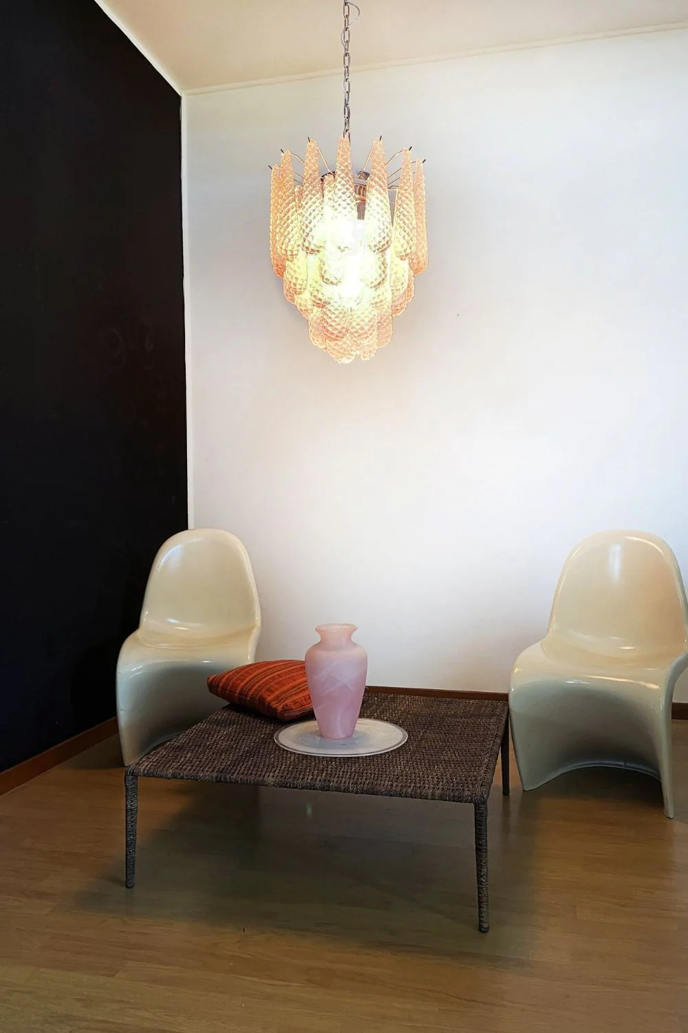 Pink Art Glass Teardrop Chandelier - Image 2