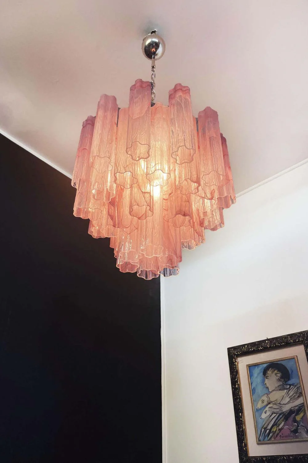 Pink Art Glass Tree Branch Chandelier - Image 10