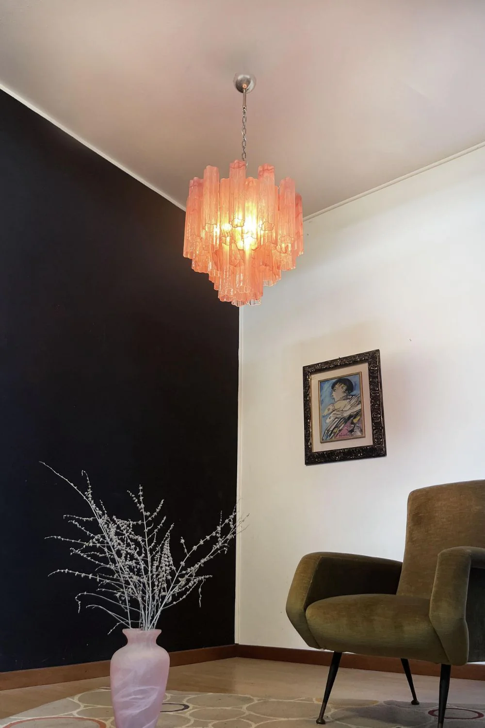 Pink Art Glass Tree Branch Chandelier - Image 12
