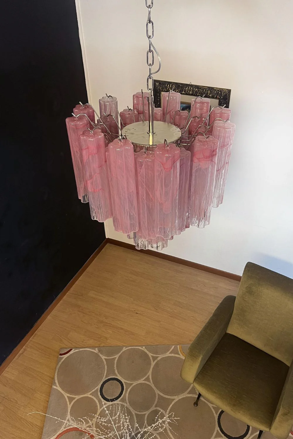 Pink Art Glass Tree Branch Chandelier - Image 4