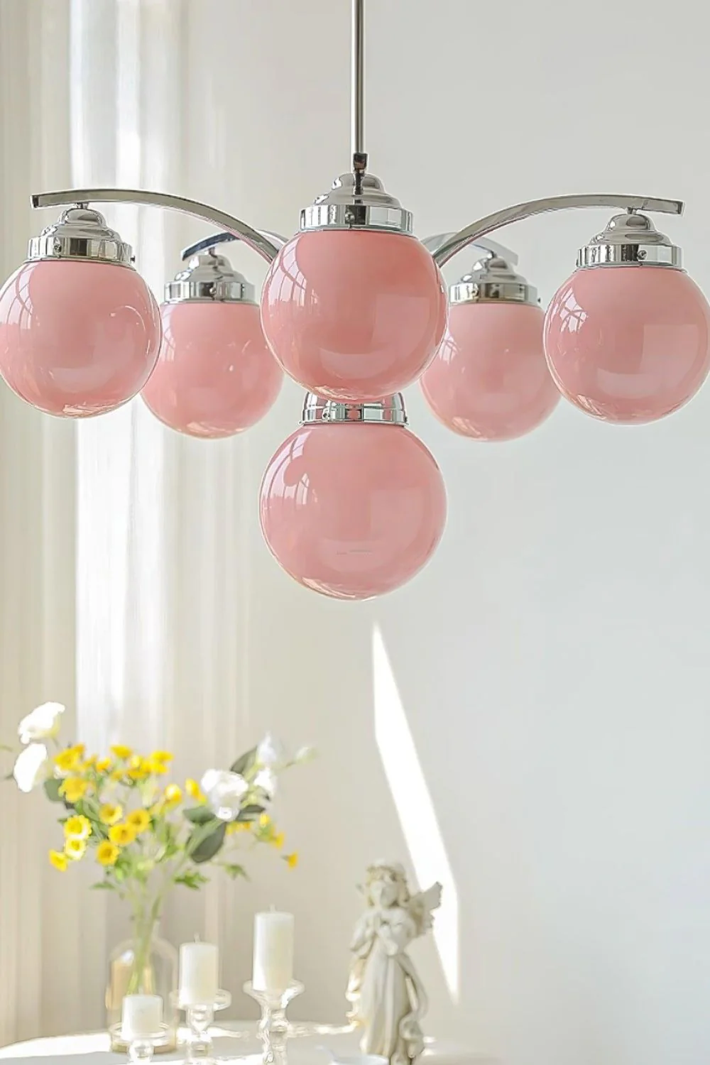 Pink Globe Modern Chandelier - Image 4