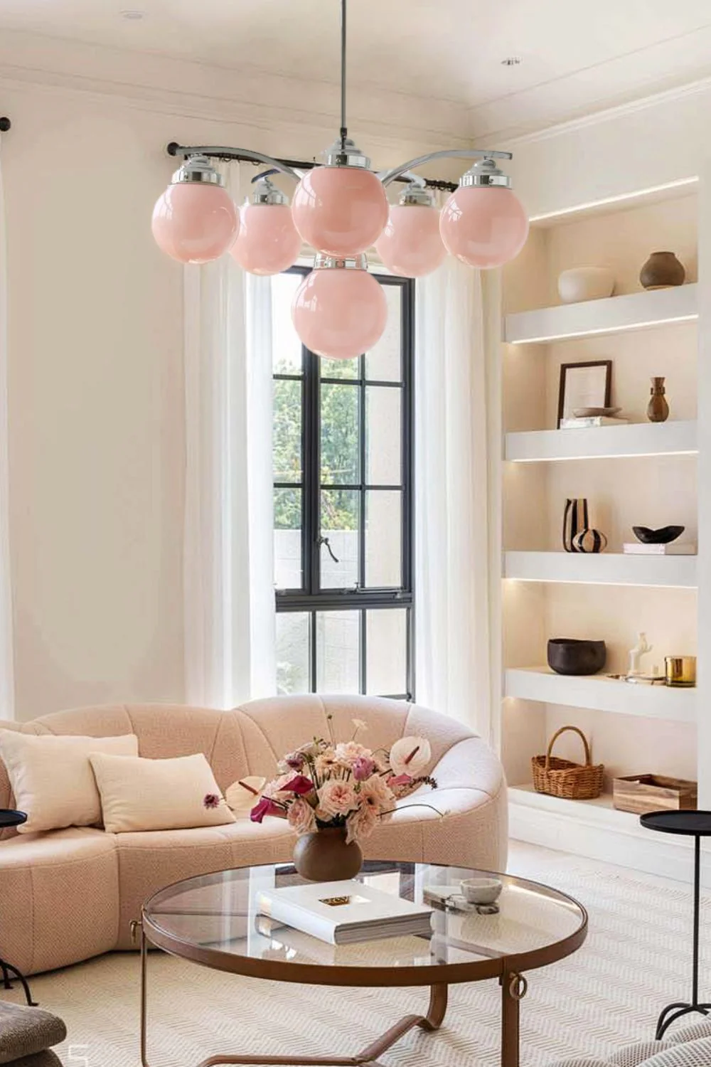 Pink Globe Modern Chandelier - Image 7