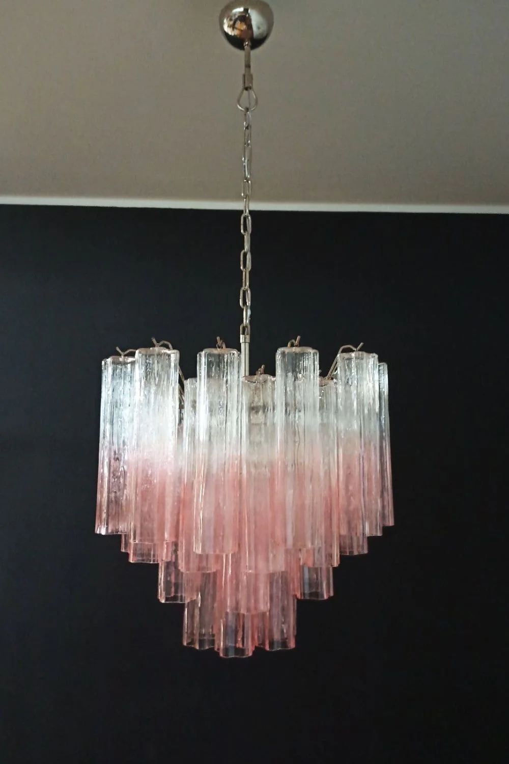 Pink Gradient Art Glass Tube Chandelier - Image 8