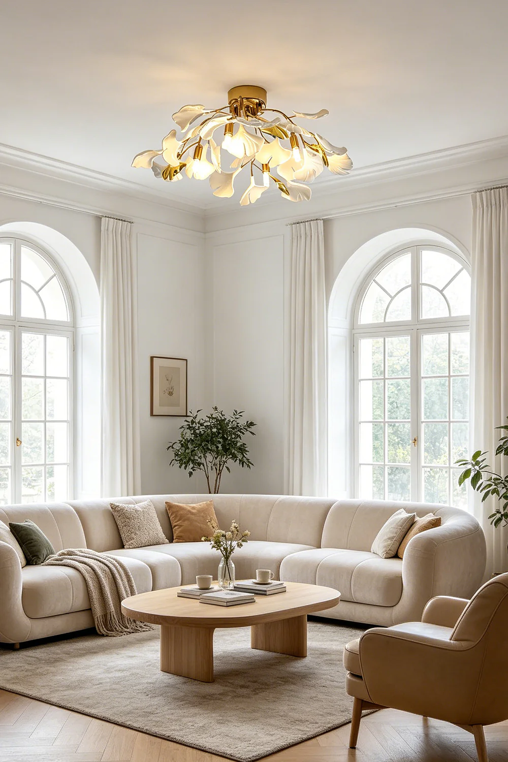 Porcelain Ginkgo Leaf Ceiling Light - Image 2