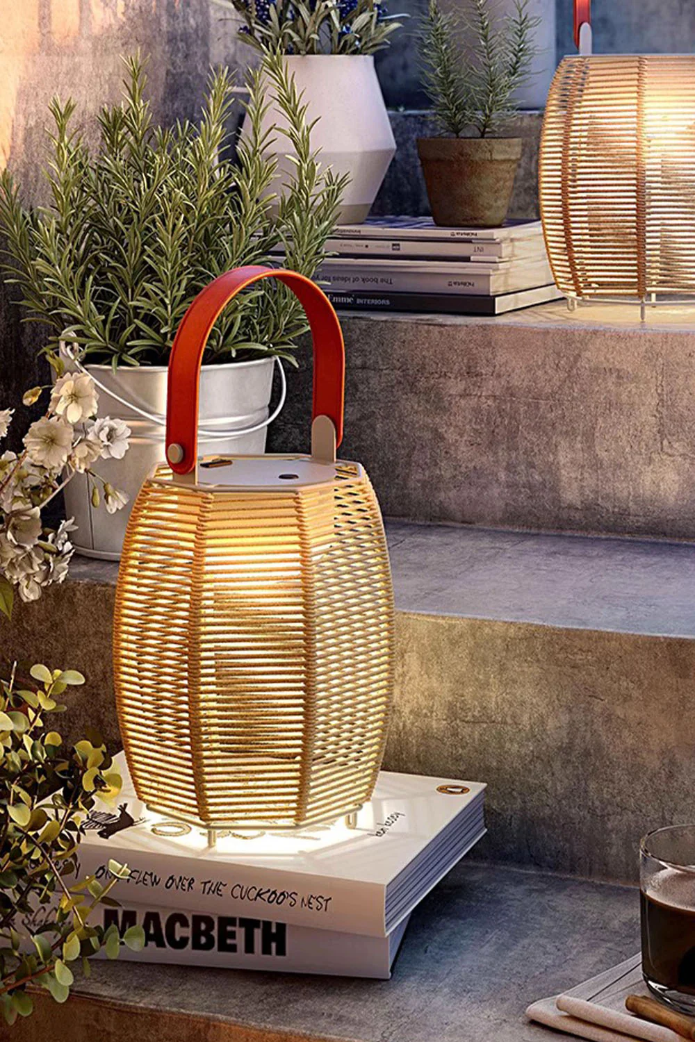 Rattan Lantern Rechargeable Solar Outdoor Table Lamp - Image 10