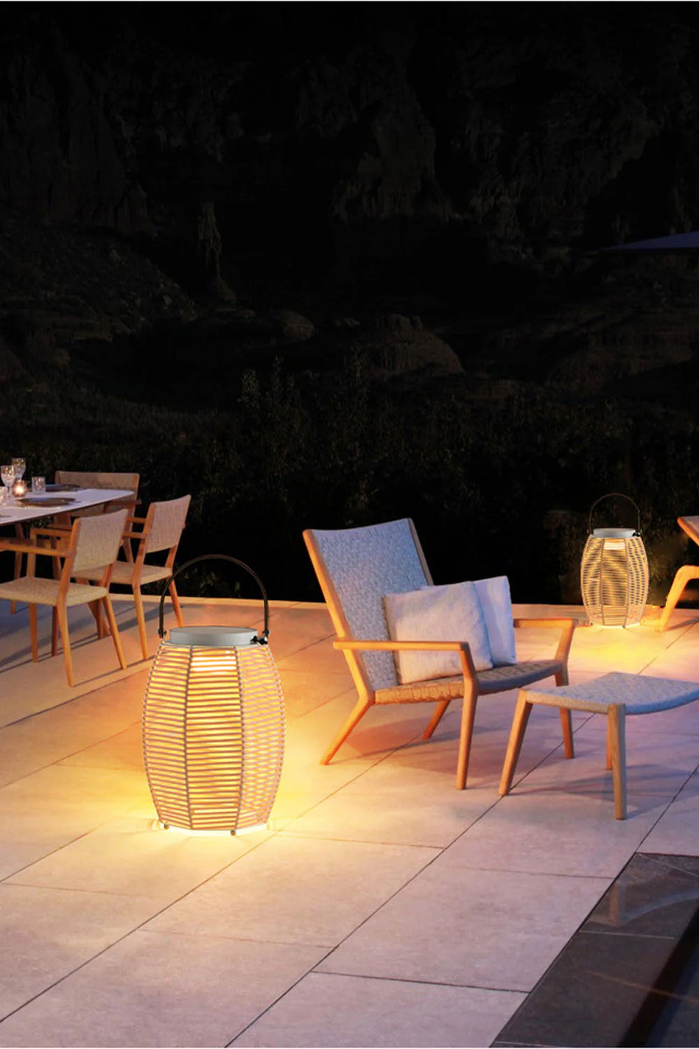 Rattan Lantern Rechargeable Solar Outdoor Table Lamp - Image 12