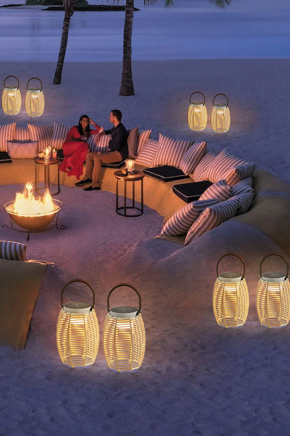 Rattan Lantern Rechargeable Solar Outdoor Table Lamp - Image 19